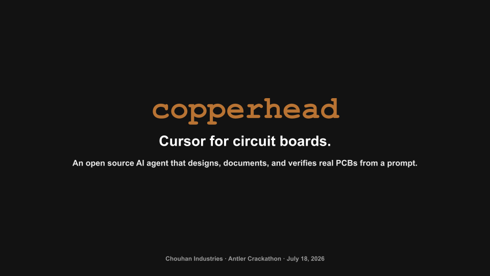 Title slide of the copperhead pitch deck